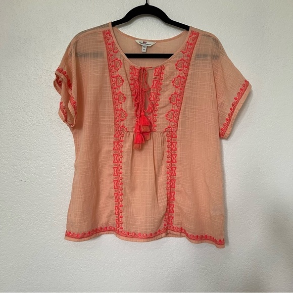 2/$30 Vineyard Vines Boho Cotton Short Sleeve Blouse Top Embroidery SZ S - Picture 13 of 14